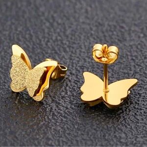 PVD Coated 18K Gold Plated Butterfly 304 Stainless Steel Stud Earrings